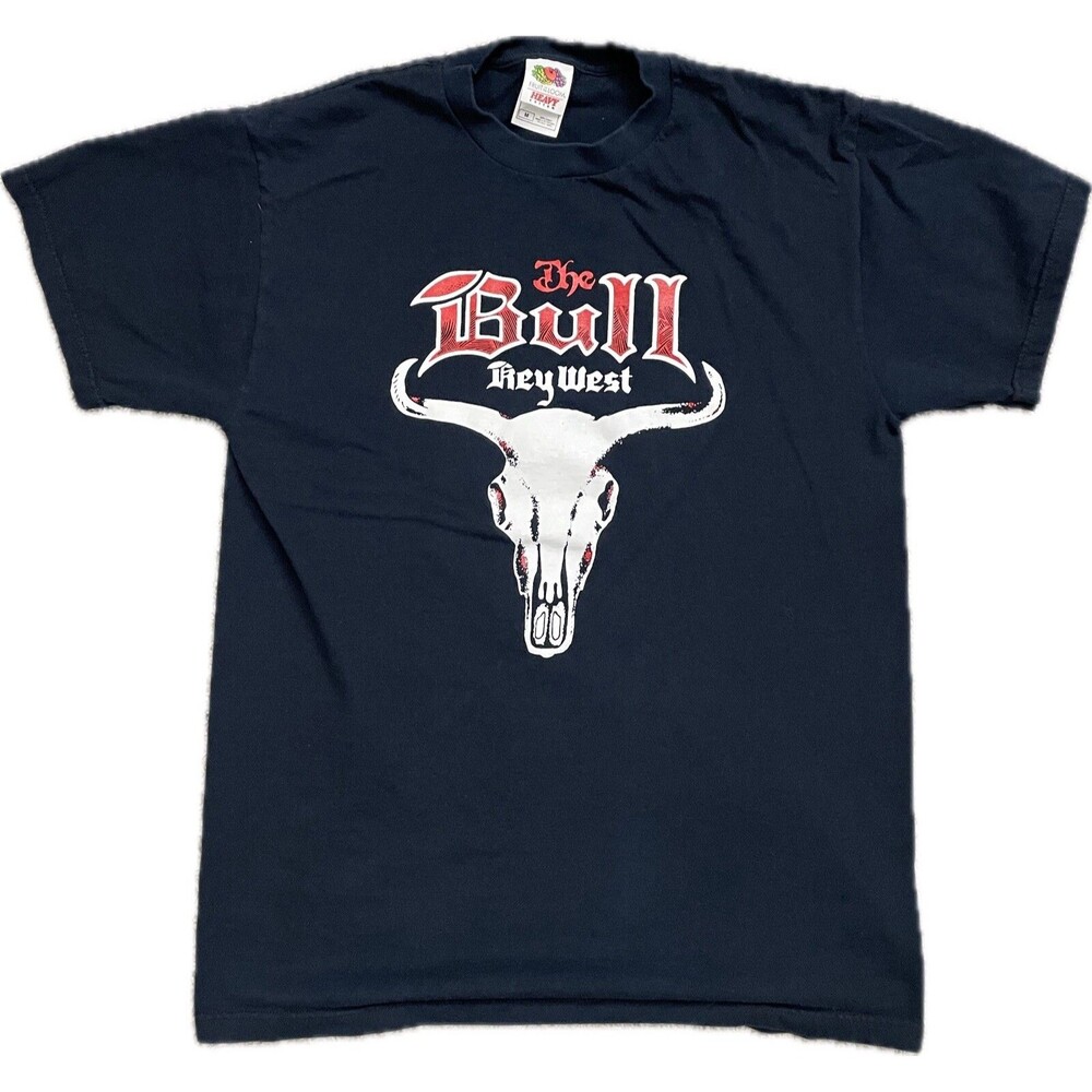 The Bull & Whistle Key West Bar Navy Blue T-Shirt Hanes Heavyweight Mens Medium